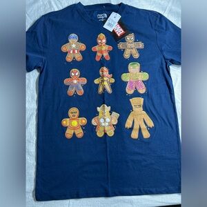 New Marvel gingerbread Avengers T-Shirt size Medium. NWT. Pit to pit 19 lnth 27.